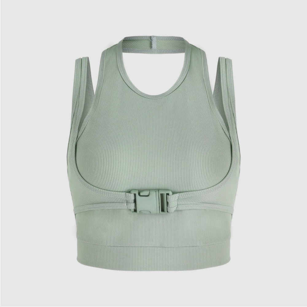 BNWT Distinctive Halter Neck Utility Ribbed Tank Top